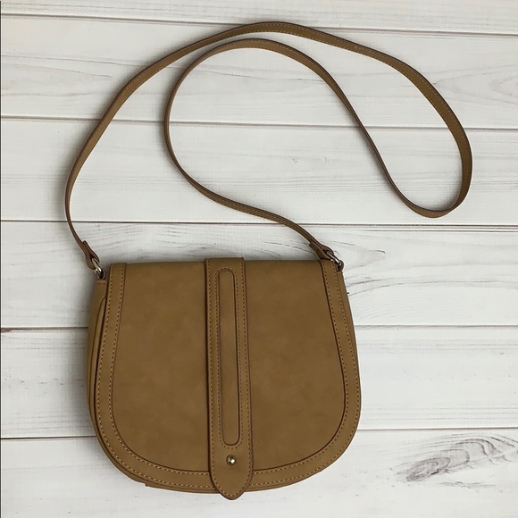Express Handbags - Express Faux Suede Trapunto Stitch Saddle Bag